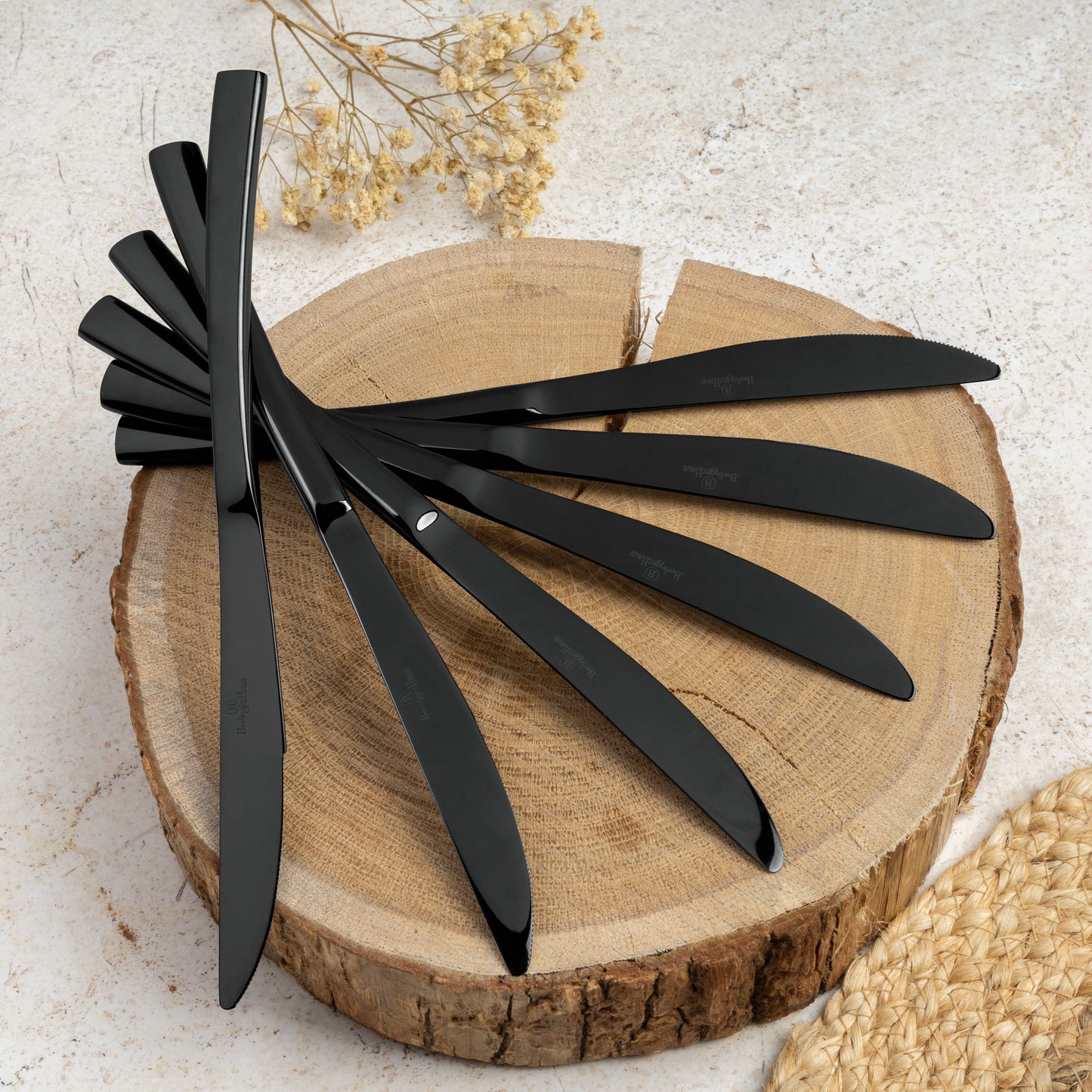 Stainless Steel Cutlery Set – Black Mirror Edition (24 pcs)