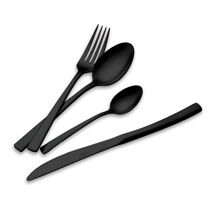 Stainless Steel Cutlery Set – Black Mirror Edition (24 pcs)