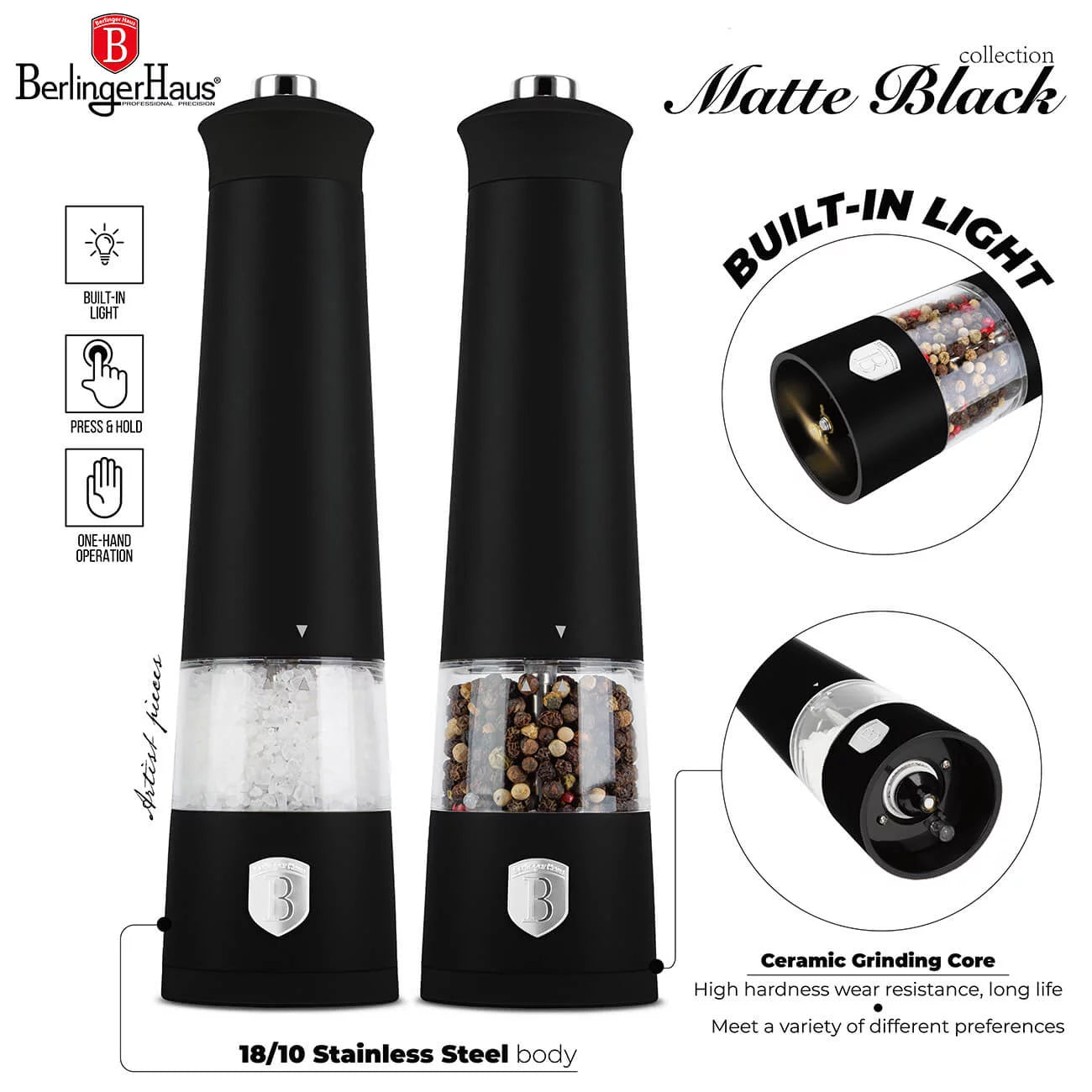 Berlinger Haus Electric Salt & Pepper Black